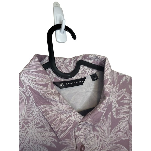 Travis Mathew Golf Polo Shirt Mens Large Purple Floral Print Short Sleeve - Picture 2 of 3